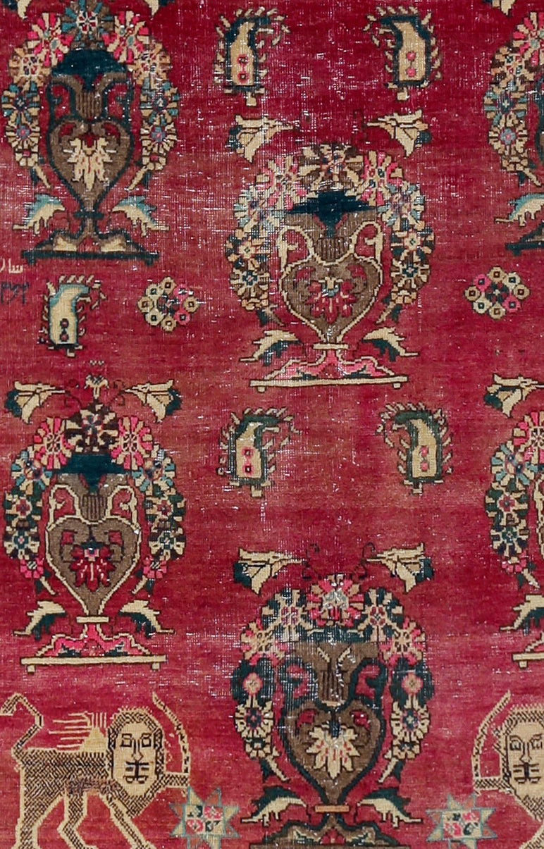 Vintage Persian Bakhtiari Rug – Hunting Scene