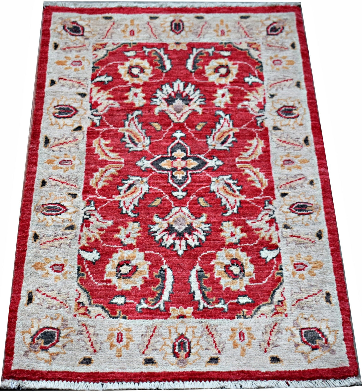 Handmade Mini Afghan Chobi Rug | 86 x 58 cm | 2'10" x 1'11" - Najaf Rugs & Textile