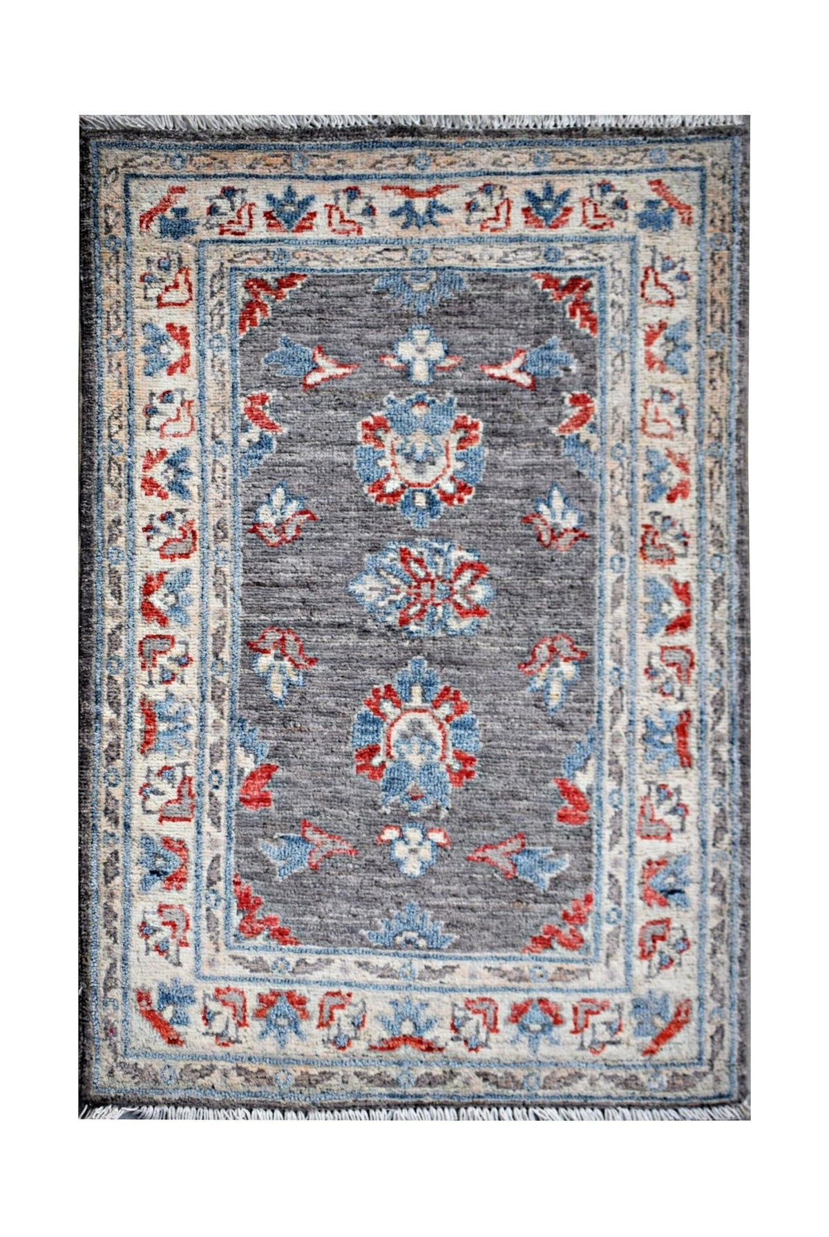 Handmade Mini Afghan Chobi Rug | 90 x 64 cm | 2'11" x 2'2" - Najaf Rugs & Textile