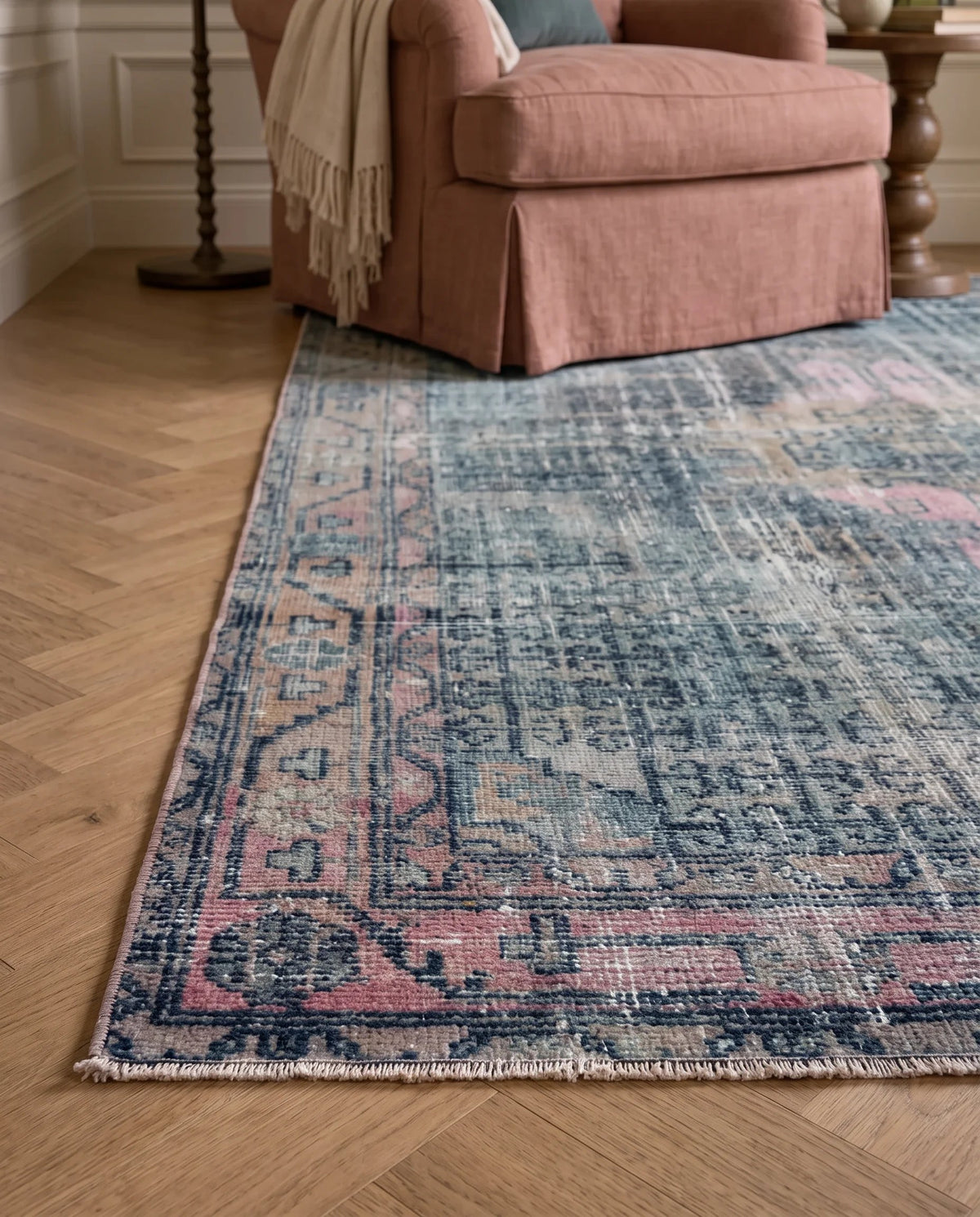 Vintage Persian Mazlaghan Rug