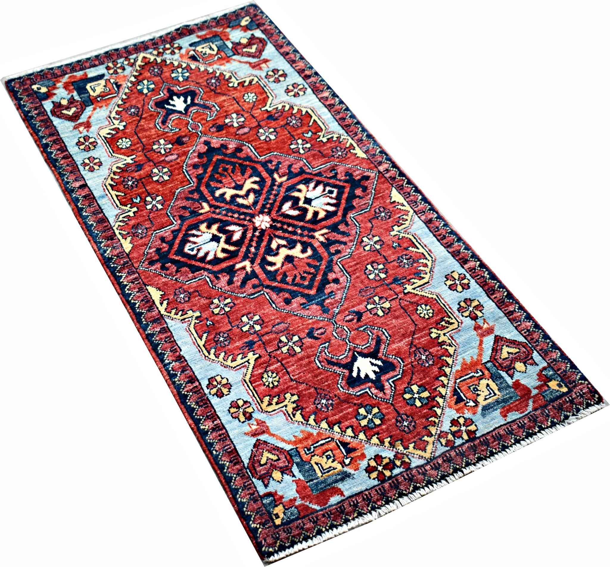 Handmade Mini Afghan Chobi Rug | 107 x 55 cm | 3'6" x 1'10" - Najaf Rugs & Textile