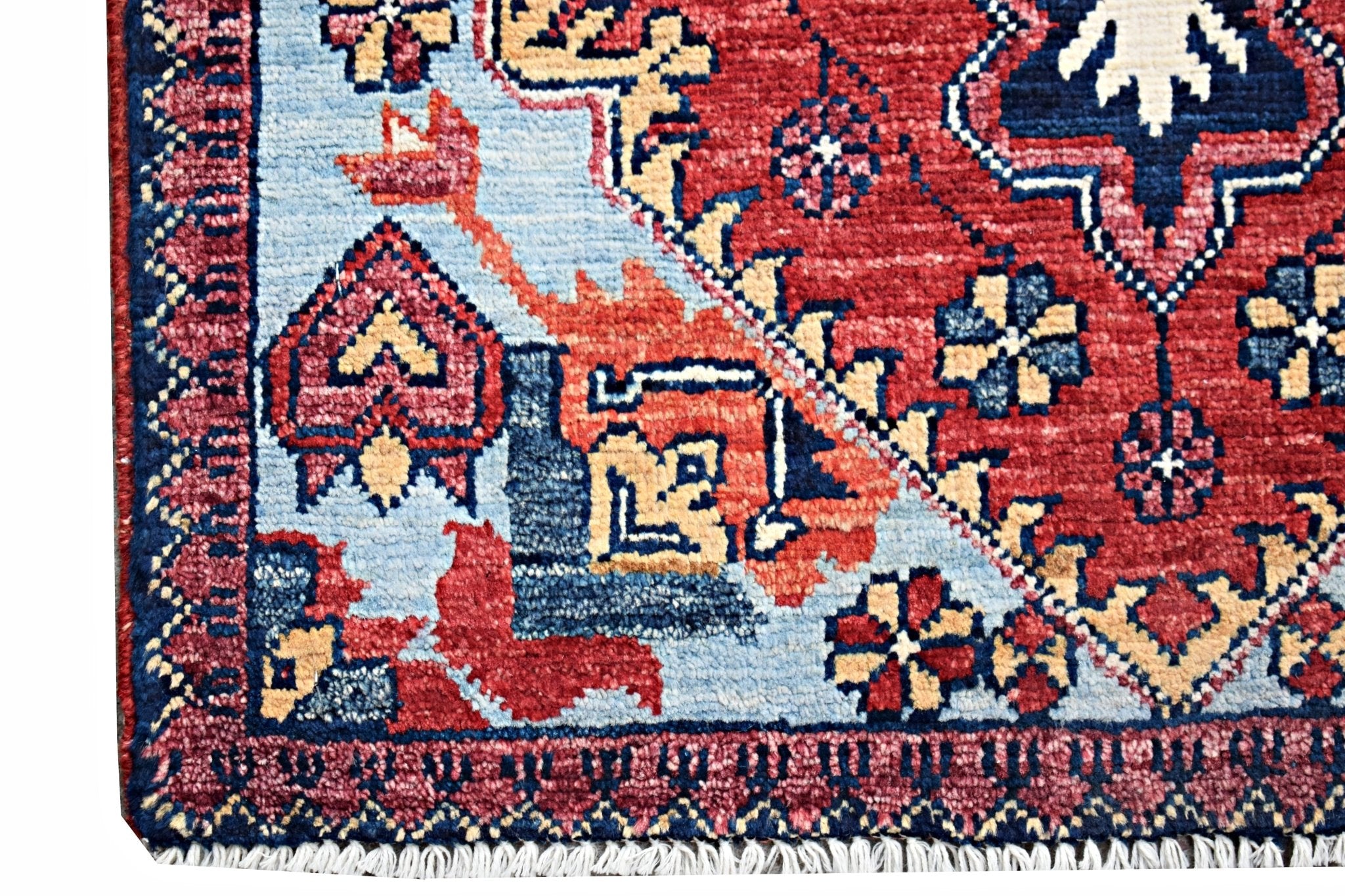 Handmade Mini Afghan Chobi Rug | 107 x 55 cm | 3'6" x 1'10" - Najaf Rugs & Textile