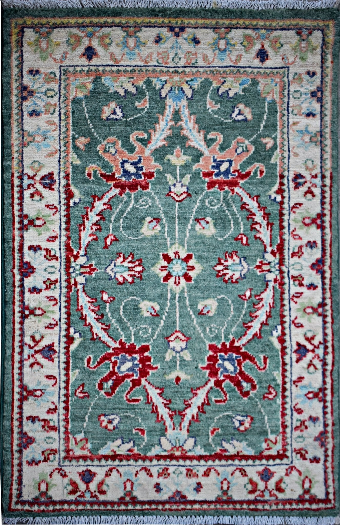Handmade Mini Afghan Chobi Rug | 85 x 56 cm | 2'10" x 1'10" - Najaf Rugs & Textile