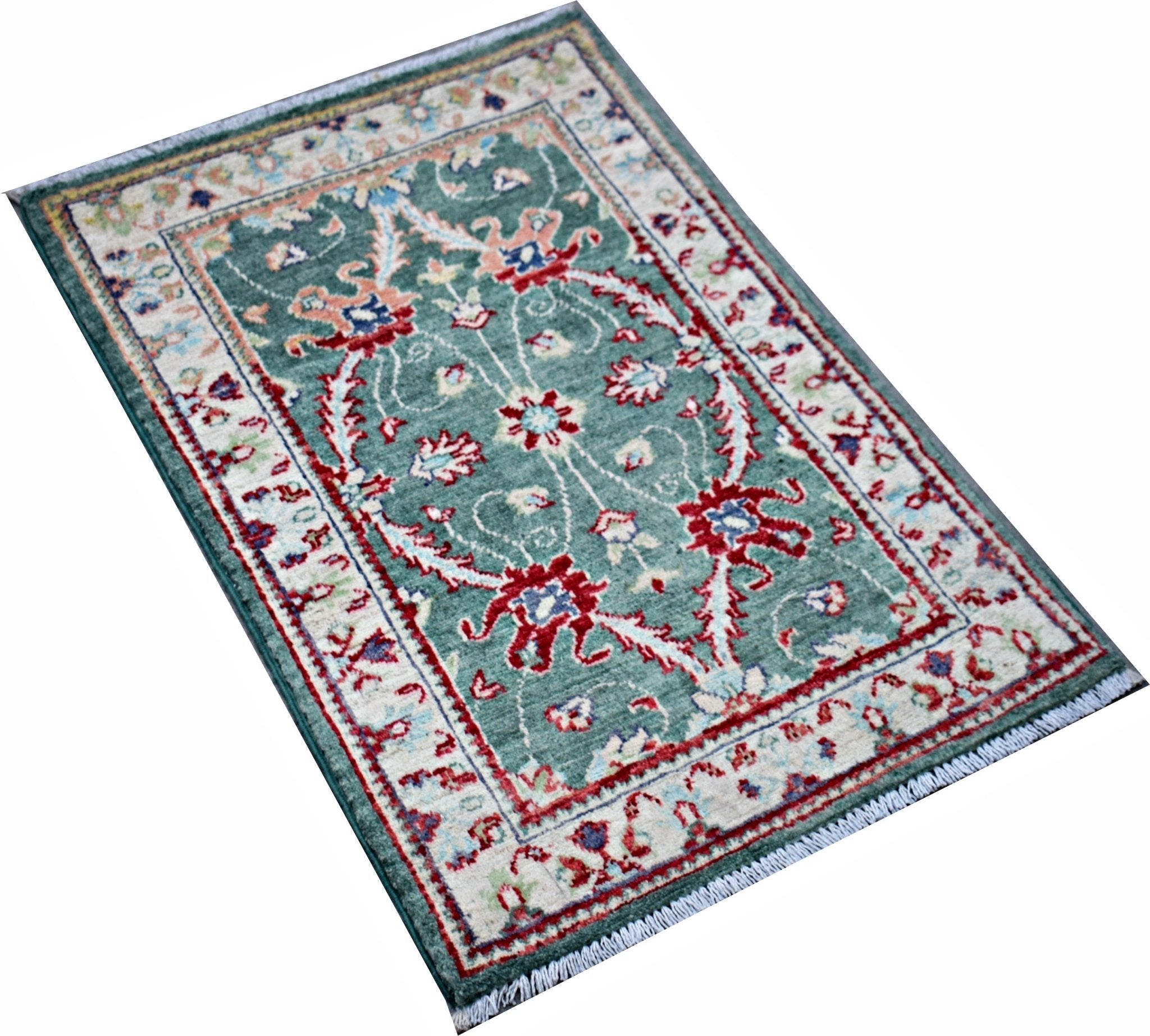 Handmade Mini Afghan Chobi Rug | 85 x 56 cm | 2'10" x 1'10" - Najaf Rugs & Textile