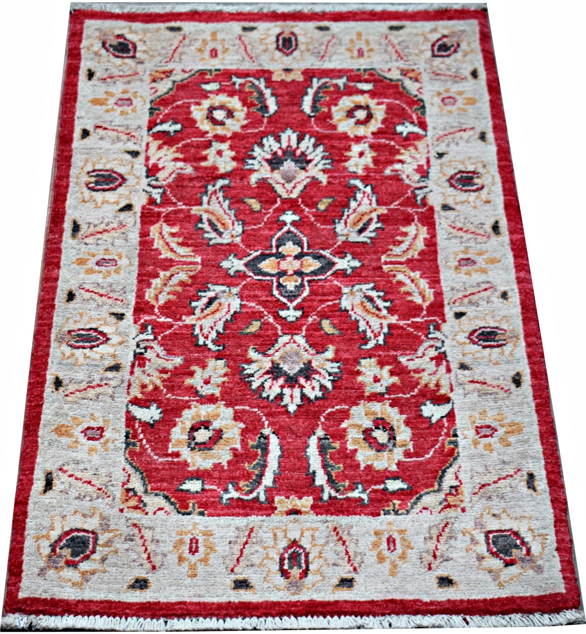 Handmade Mini Afghan Chobi Rug | 86 x 58 cm | 2'10" x 1'11" - Najaf Rugs & Textile