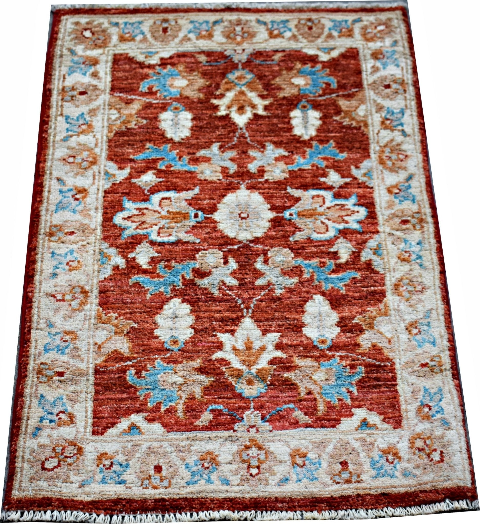 Handmade Mini Afghan Chobi Rug | 89 x 59 cm | 2'11" x 1'11" - Najaf Rugs & Textile