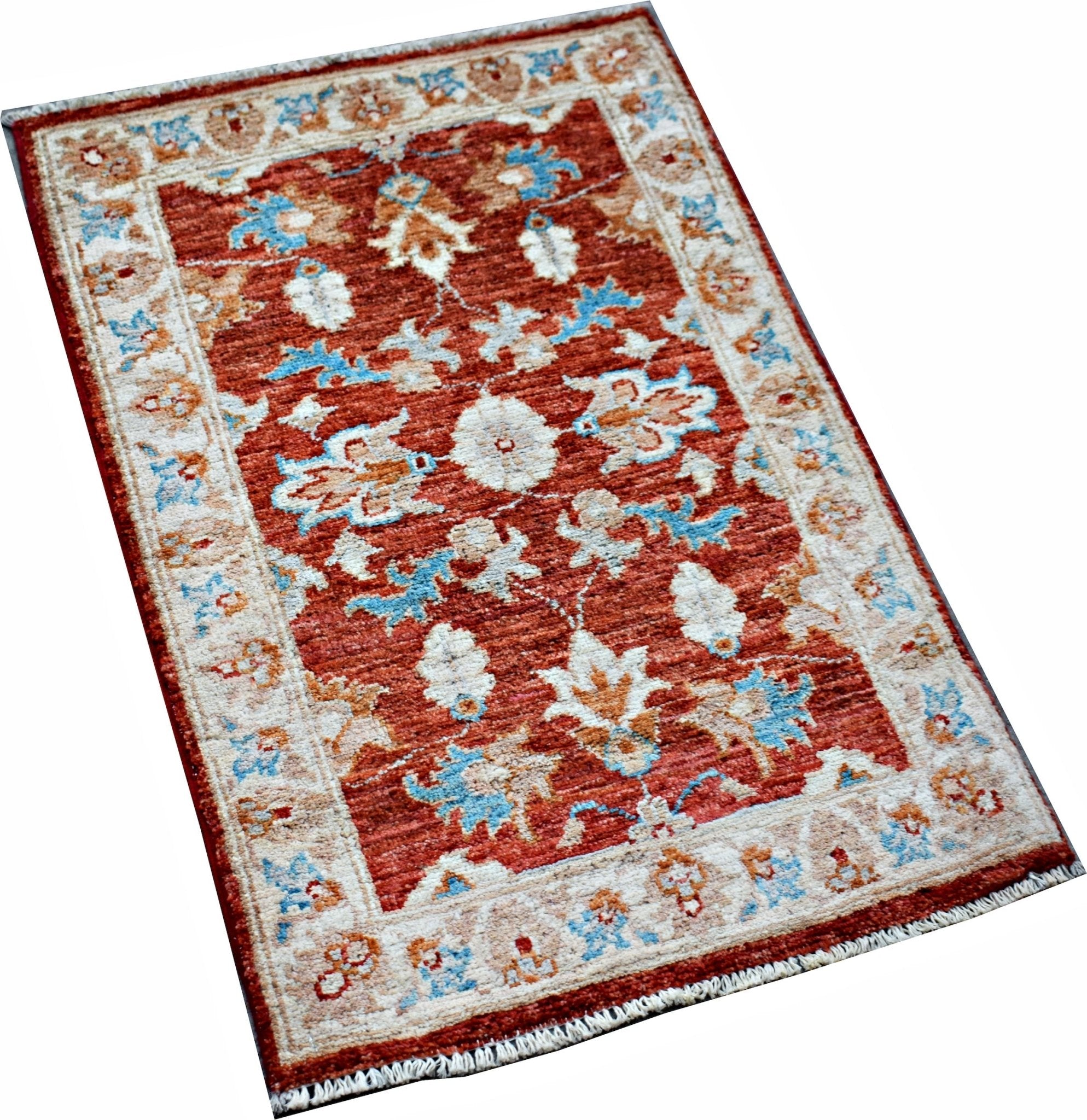Handmade Mini Afghan Chobi Rug | 89 x 59 cm | 2'11" x 1'11" - Najaf Rugs & Textile