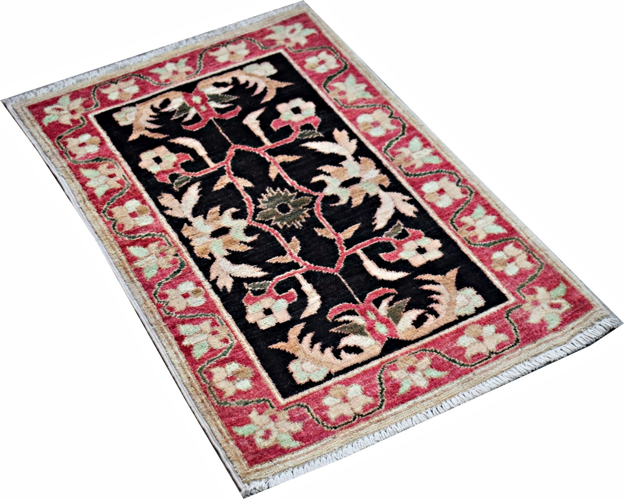 Handmade Mini Afghan Chobi Rug | 89 x 60 cm | 2'11" x 2' - Najaf Rugs & Textile