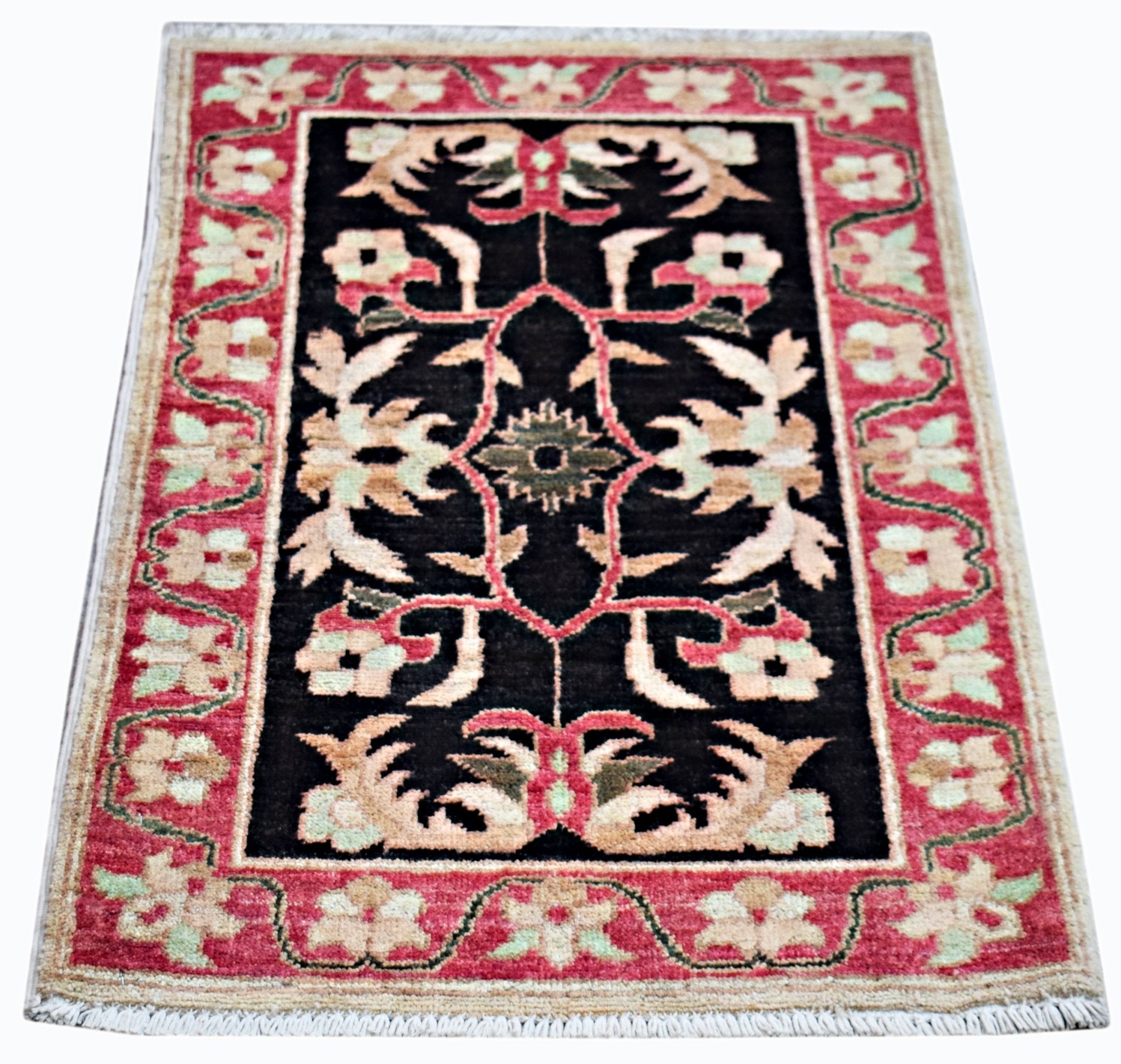 Handmade Mini Afghan Chobi Rug | 89 x 60 cm | 2'11" x 2' - Najaf Rugs & Textile