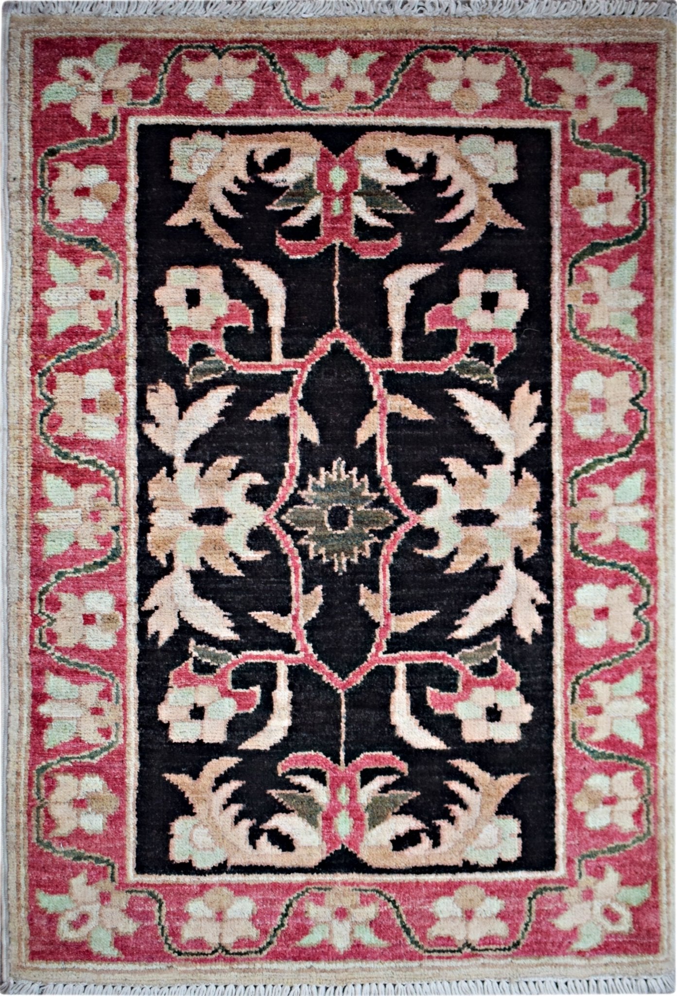 Handmade Mini Afghan Chobi Rug | 89 x 60 cm | 2'11" x 2' - Najaf Rugs & Textile