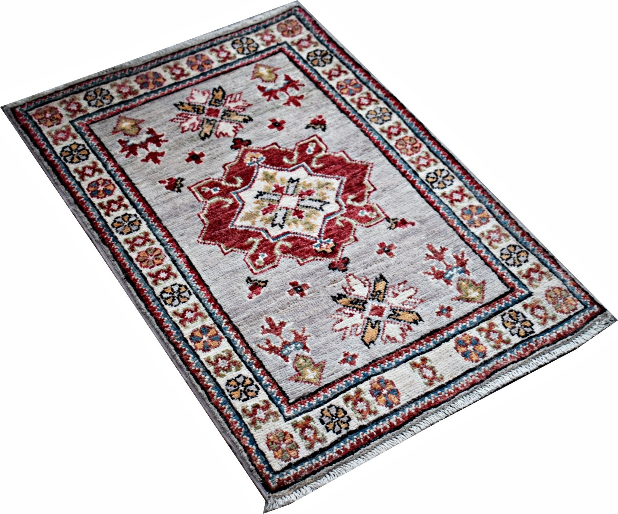 Handmade Mini Afghan Chobi Rug | 91 x 62 cm | 3' x 2' - Najaf Rugs & Textile