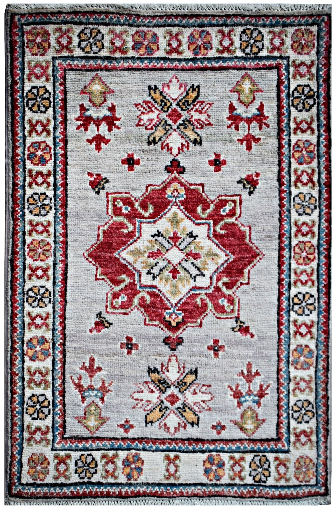 Handmade Mini Afghan Chobi Rug | 91 x 62 cm | 3' x 2' - Najaf Rugs & Textile