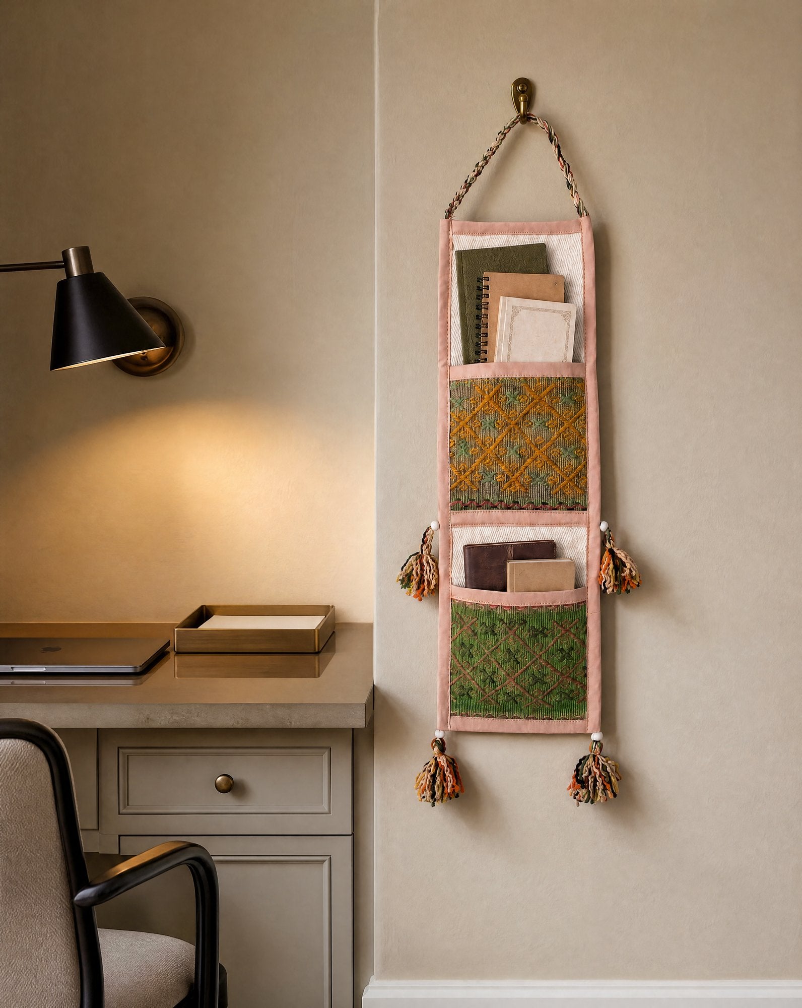 Vintage Turkish Kilim Pocket Hanging