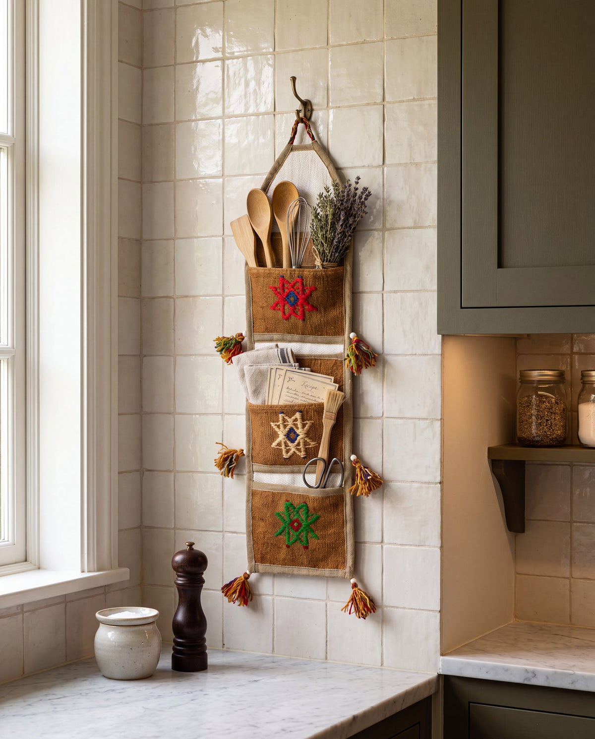 Vintage Turkish Kilim Pocket Hanging