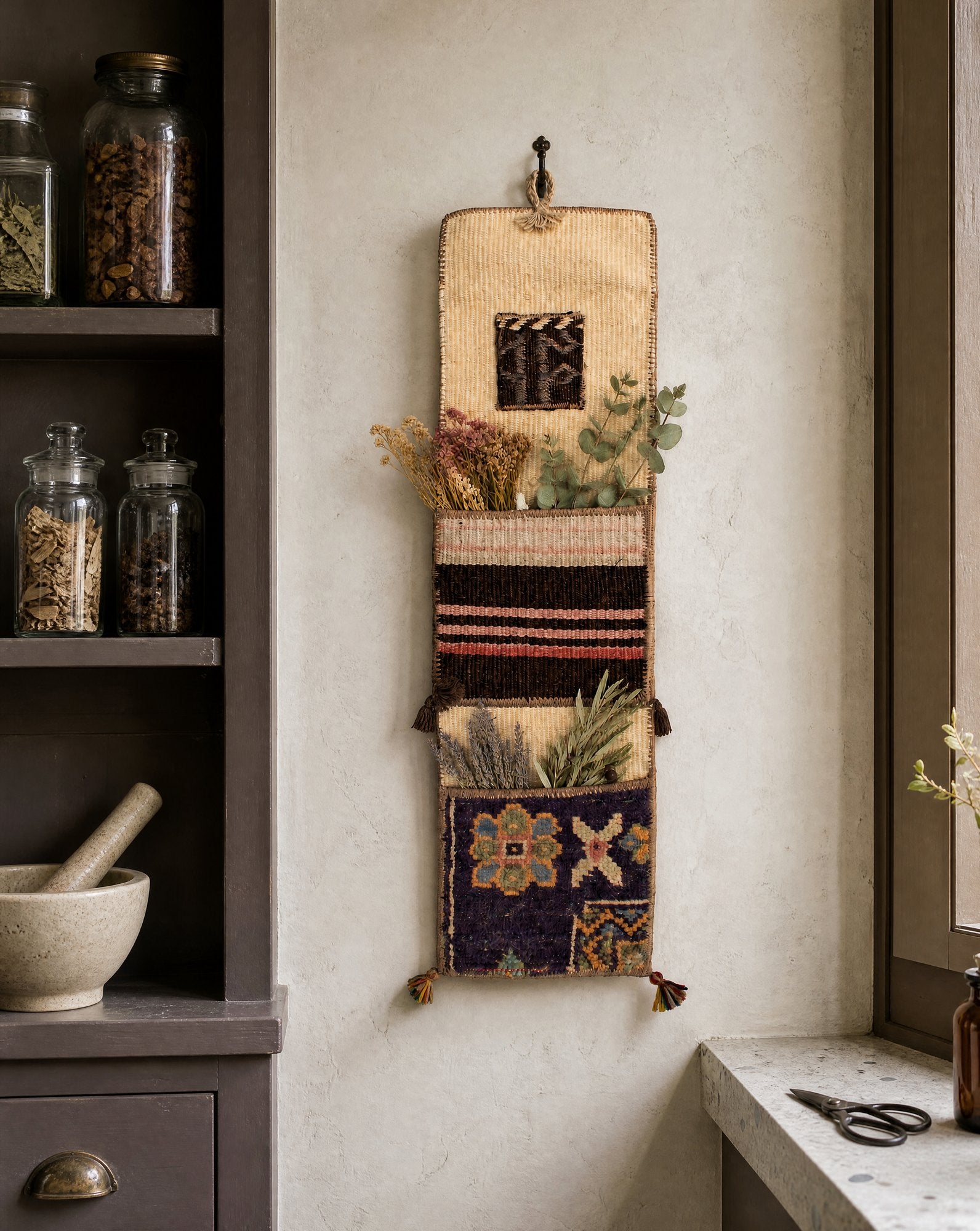 Vintage Turkish Kilim Pocket Hanging