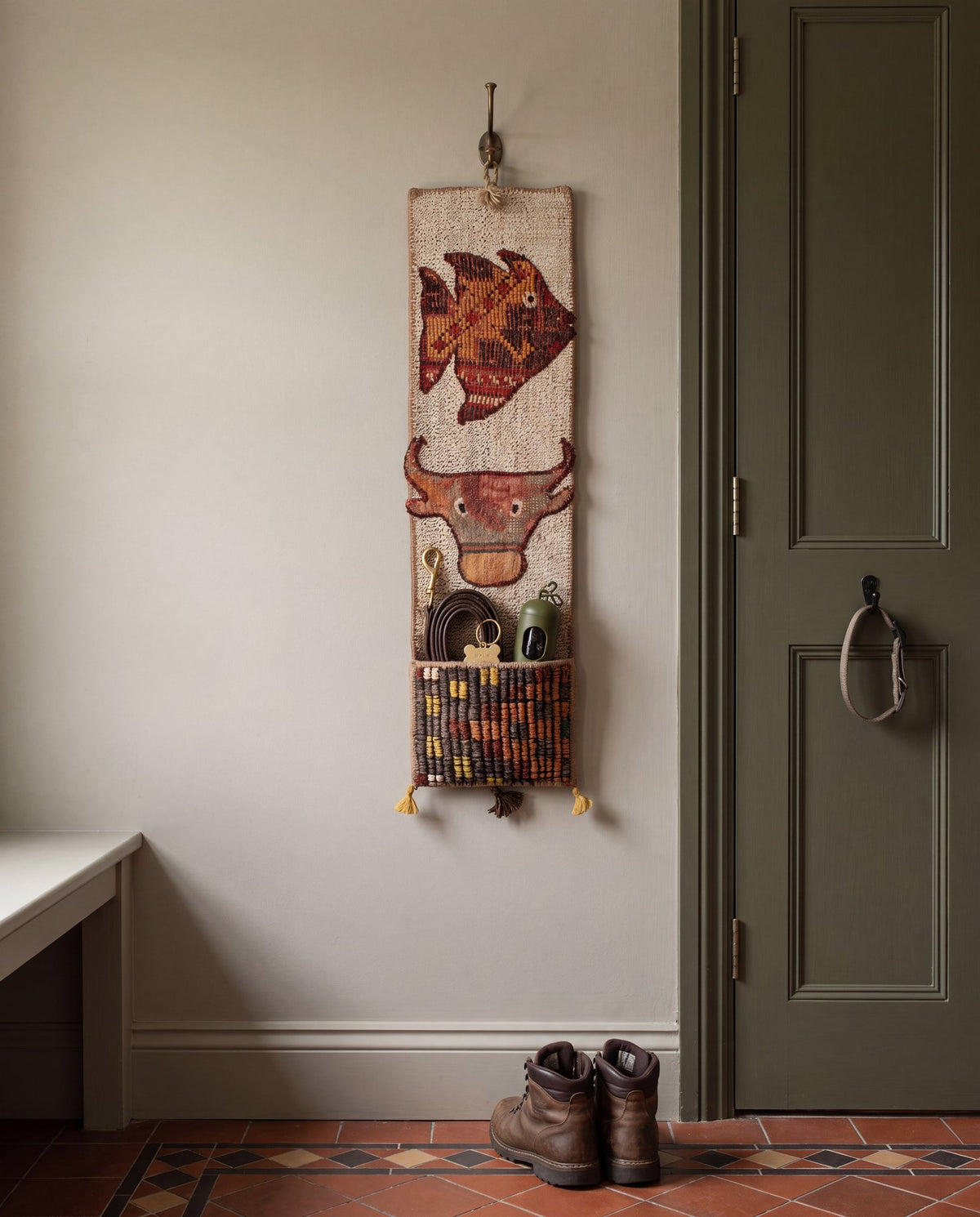 Vintage Turkish Kilim Pocket Hanging
