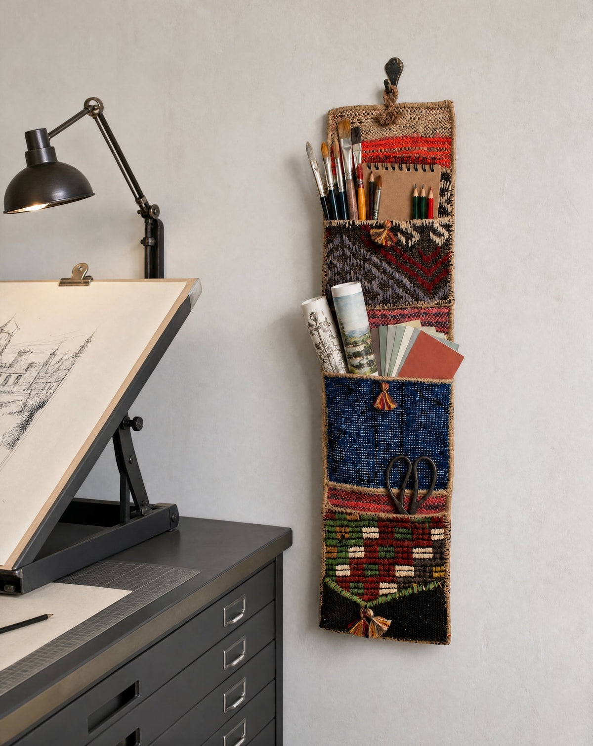 Vintage Turkish Kilim Pocket Hanging