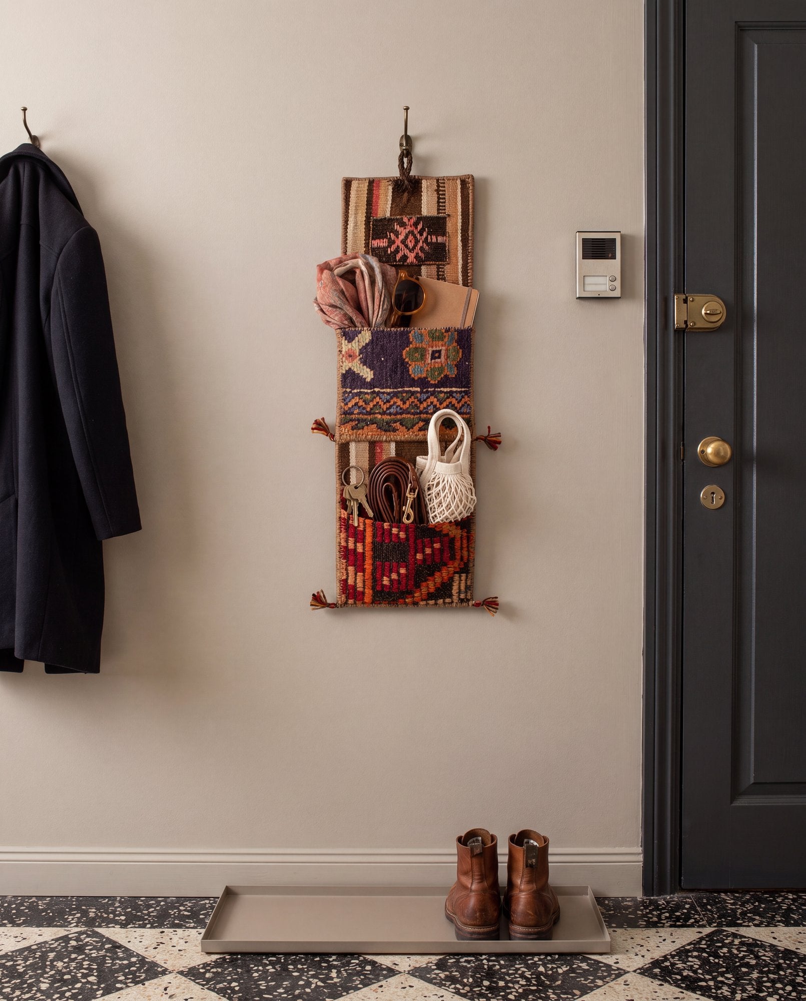 Vintage Turkish Kilim Pocket Hanging