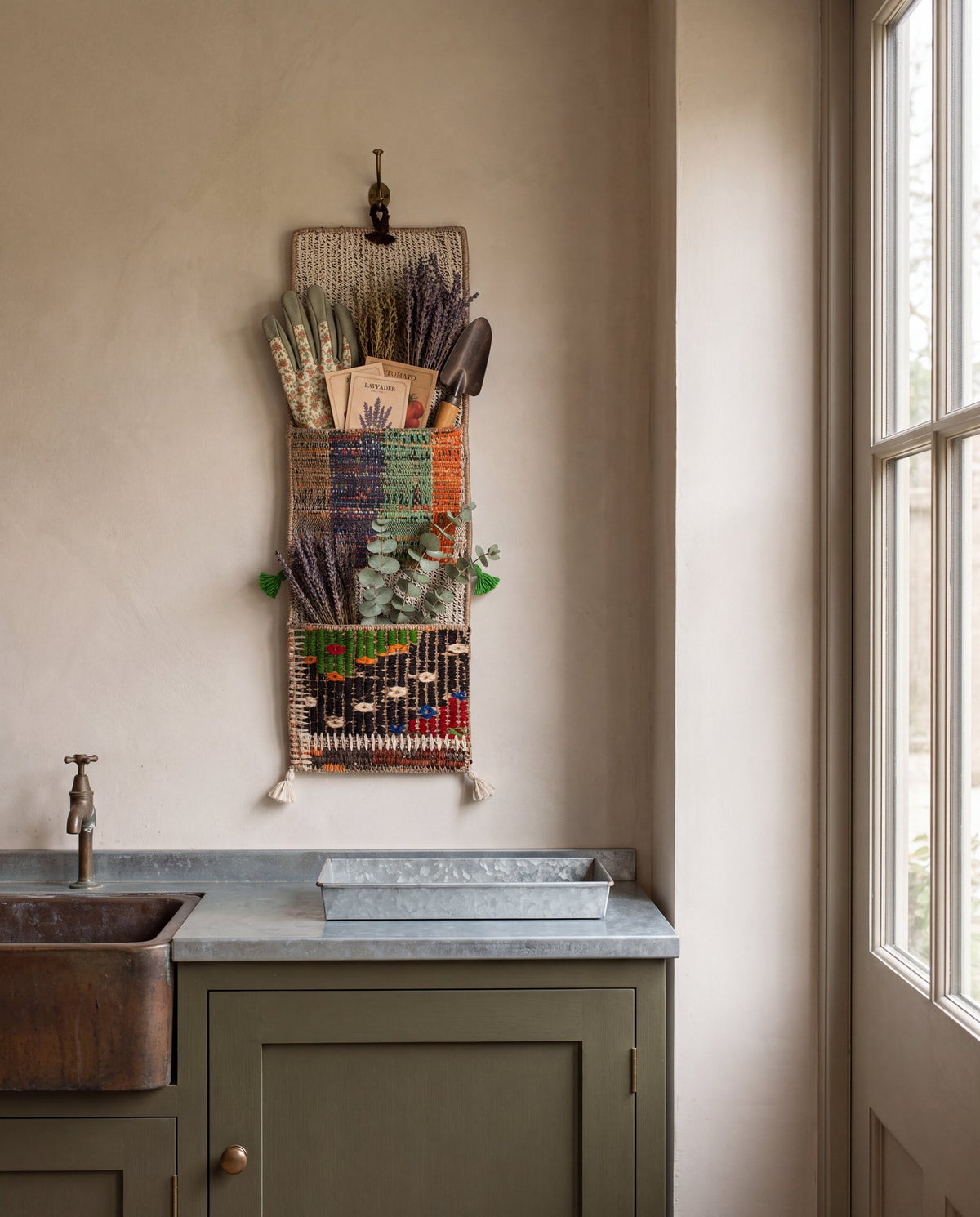 Vintage Turkish Kilim Pocket Hanging
