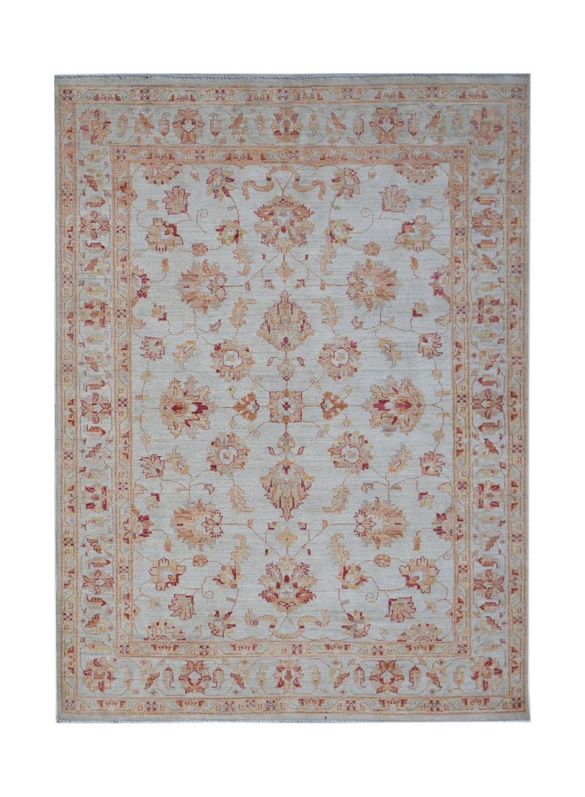 A rectangular Afghan Chobi rug featuring a traditional floral pattern in soft earth tones.