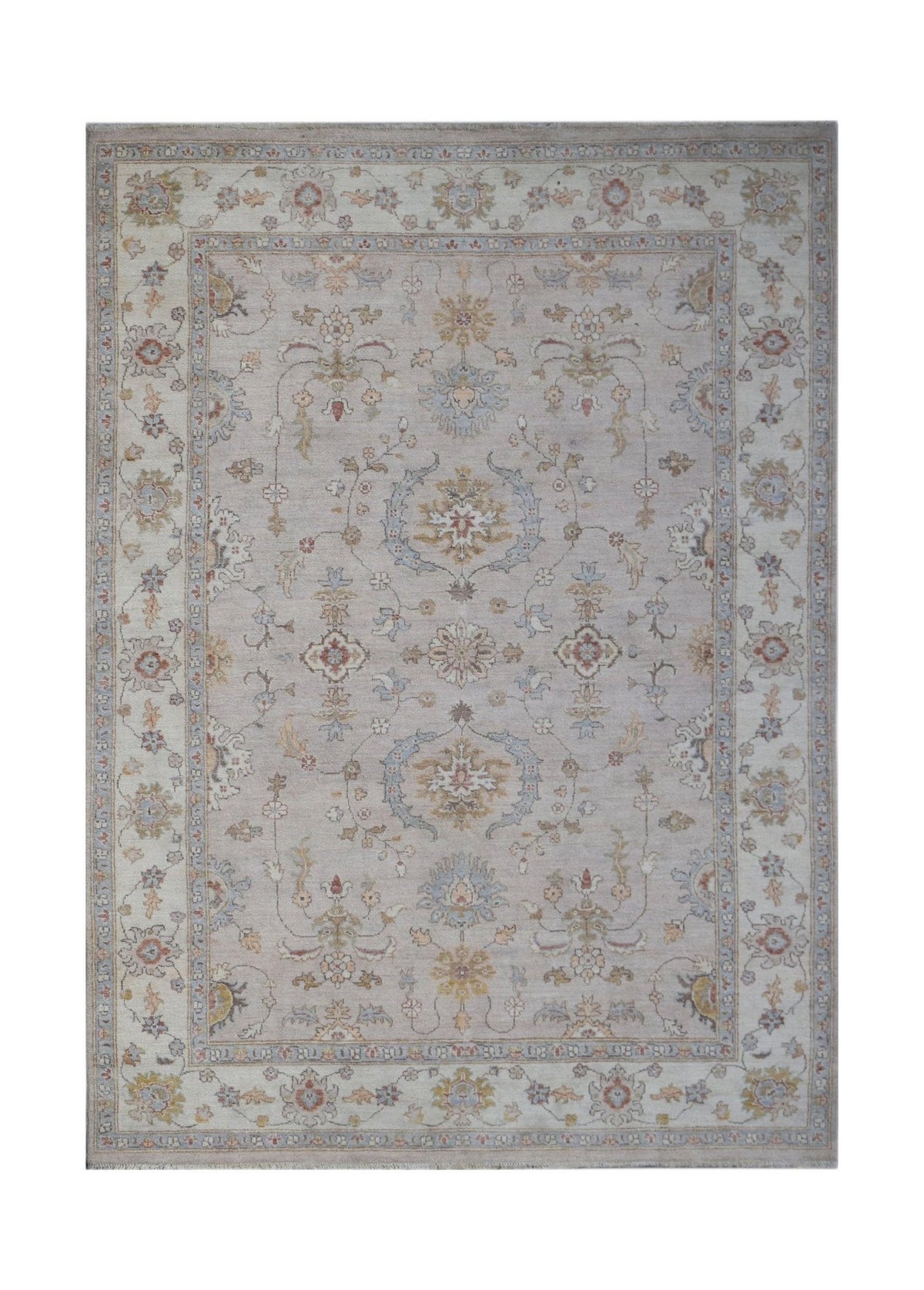 A rectangular Afghan Chobi rug featuring a traditional floral pattern in soft, earthy tones.