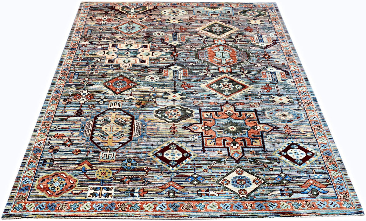 Handmade Afghan Chobi Rug | 235 x 172 cm | 7'9" x 5'8" - Najaf Rugs & Textile