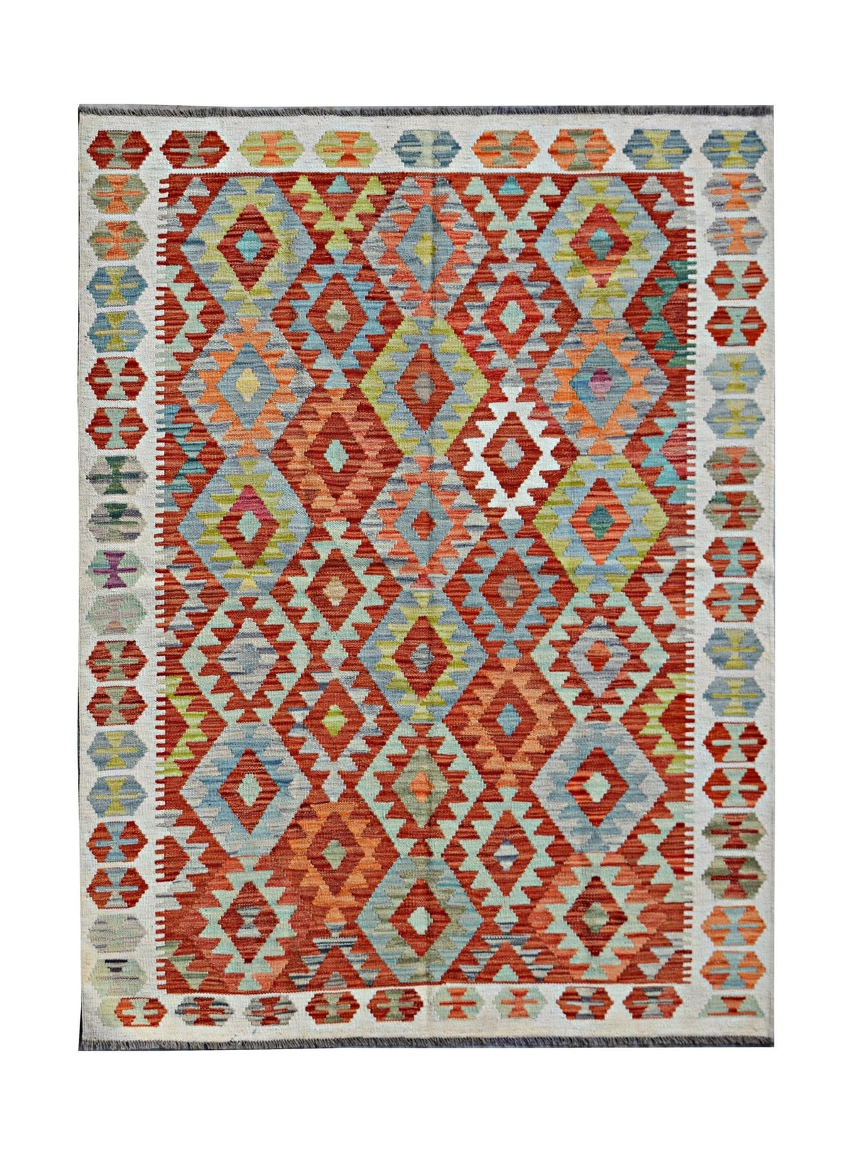 Handmade Afghan Maimana Kilim | 203 x 160 cm | 6'8" x 5'3" - Najaf Rugs & Textile