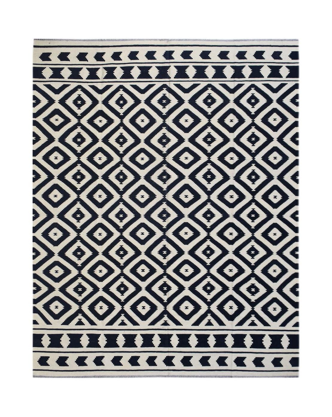 Afghan Maimana Kilim with a geometric diamond pattern.