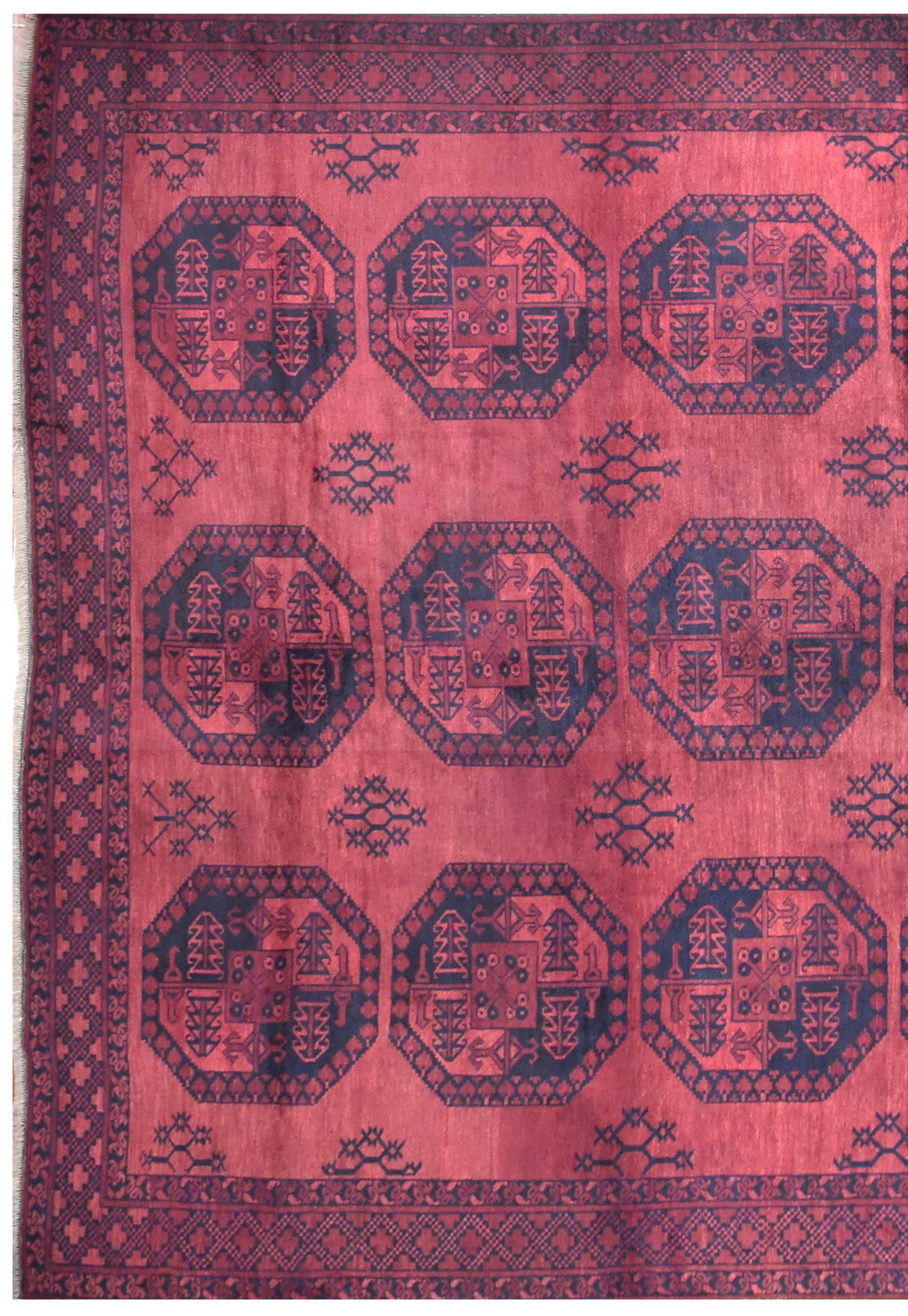 Handmade Vintage Afghan Turkmen Rug | 335 x 248 cm | 10'9" x 8'13"