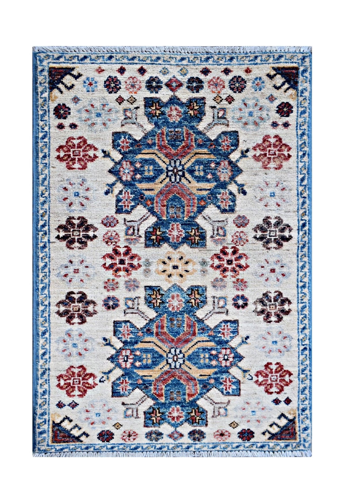 Handmade Mini Afghan Chobi Rug | 102 x 55 cm | 3'4" x 1'10" - Najaf Rugs & Textile