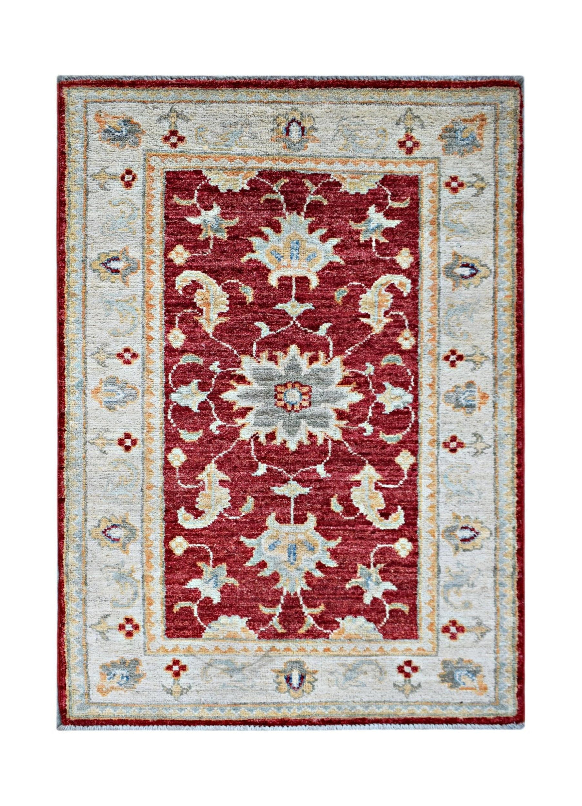 Handmade Mini Afghan Chobi Rug | 105 x 62 cm | 3'5" x 2' - Najaf Rugs & Textile