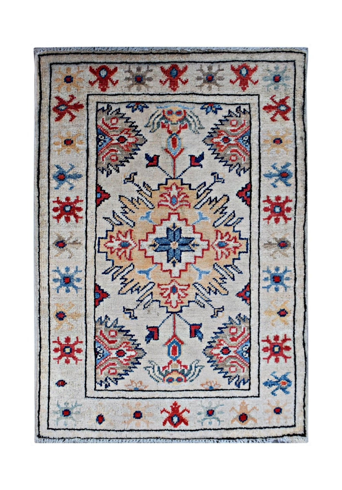 Handmade Mini Afghan Chobi Rug | 86 x 60 cm | 2'10" x 2' - Najaf Rugs & Textile