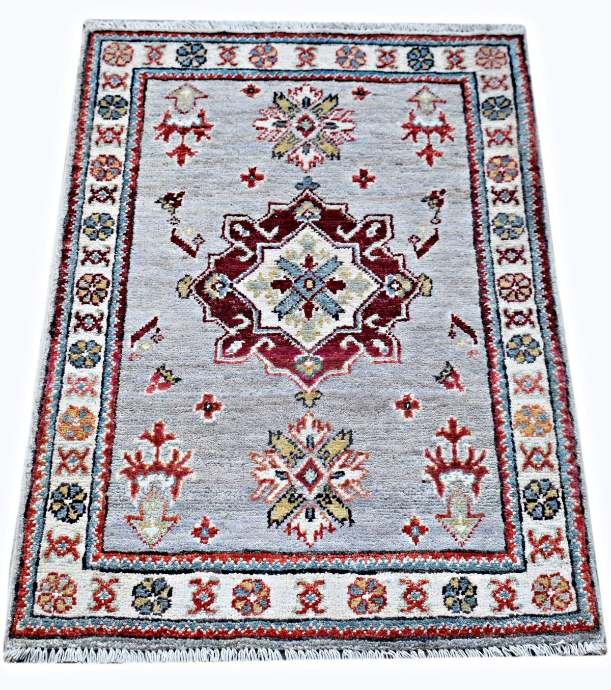 Handmade Mini Afghan Chobi Rug | 89 x 61 cm | 2'11" x 2' - Najaf Rugs & Textile