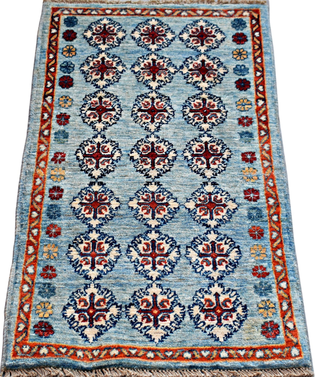 Handmade Mini Afghan Chobi Rug | 91 x 51 cm | 3' x 1'8" - Najaf Rugs & Textile