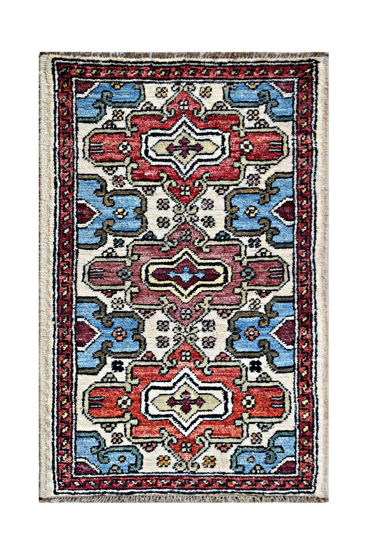 Handmade Mini Afghan Chobi Rug | 97 x 50 cm | 3'2" x 1'8" - Najaf Rugs & Textile