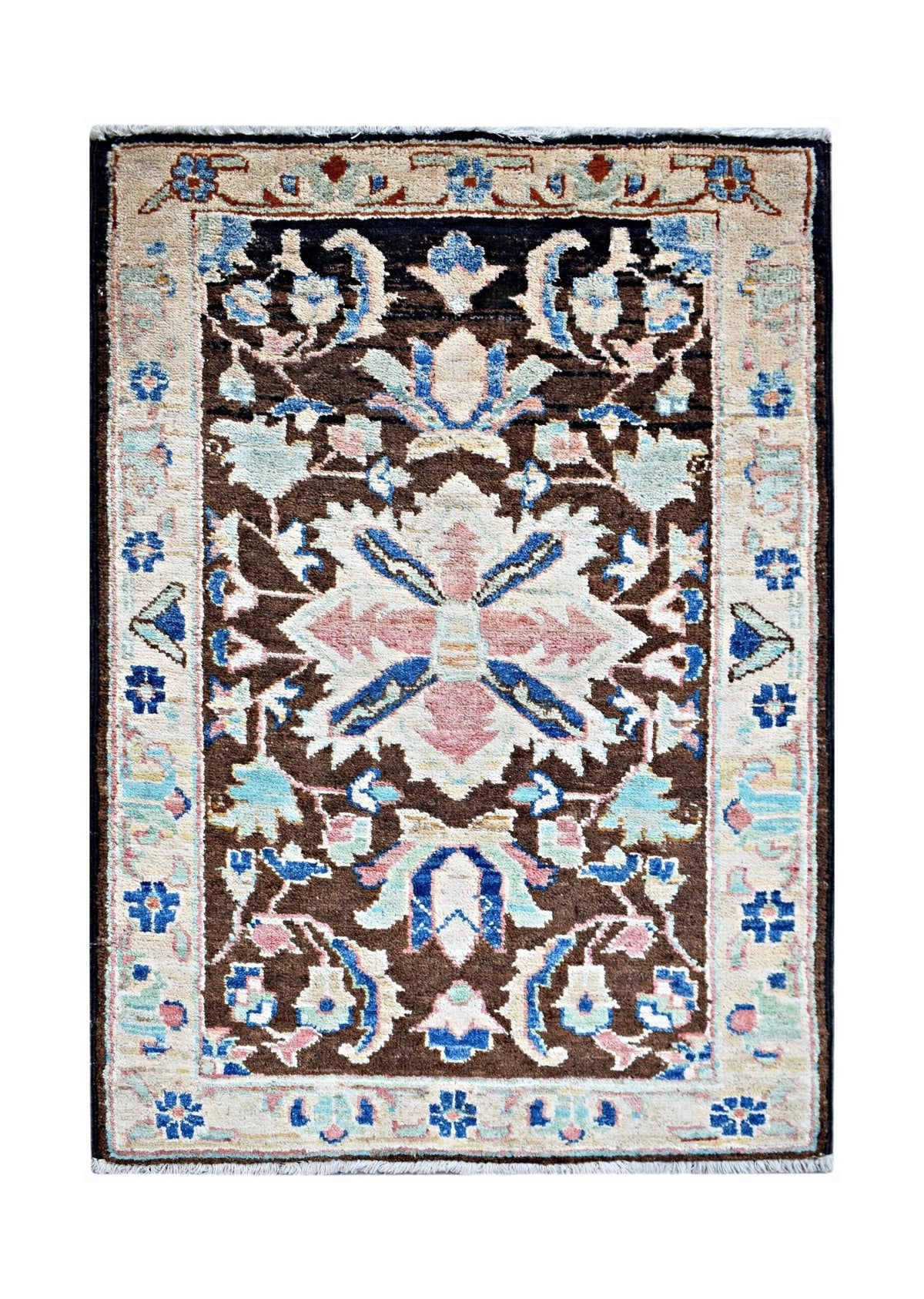 Handmade Mini Afghan Chobi Rug | 98 x 62 cm | 3'3" x 2' - Najaf Rugs & Textile
