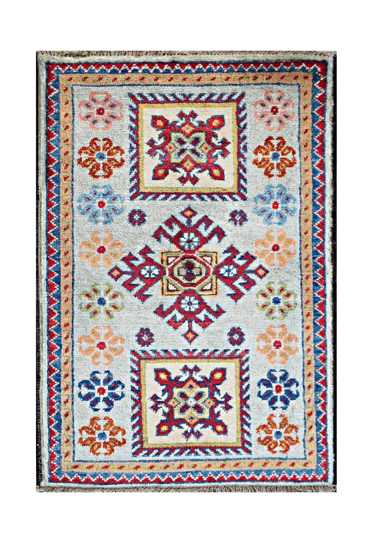 Handmade Mini Afghan Chobi Rug | 99 x 55 cm | 3'3" x 1'10" - Najaf Rugs & Textile