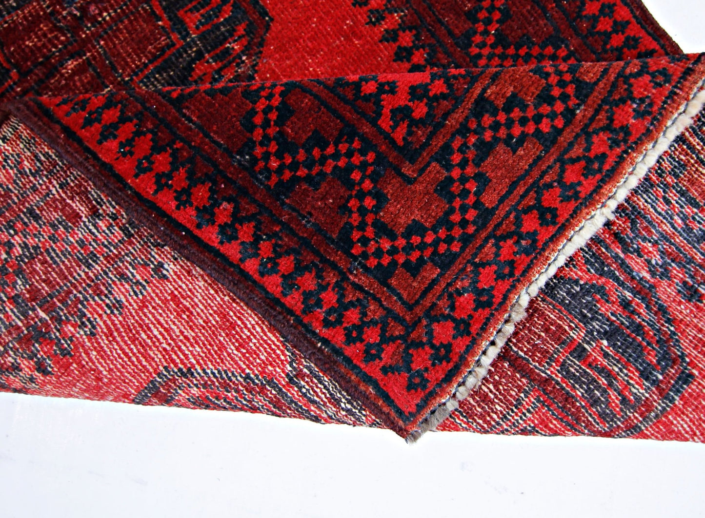 Handmade Vintage Afghan Turkmen Rug | 113 x 80 cm | 3'8" x 2'7" - Najaf Rugs & Textile