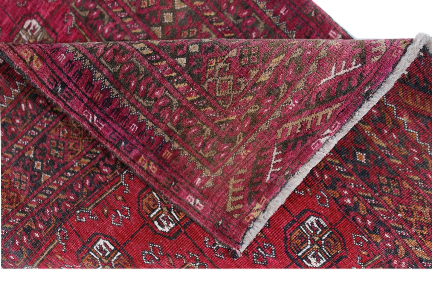 Handmade Vintage Afghan Turkmen Rug | 116 x 78 cm | 3'10" x 2'7" - Najaf Rugs & Textile