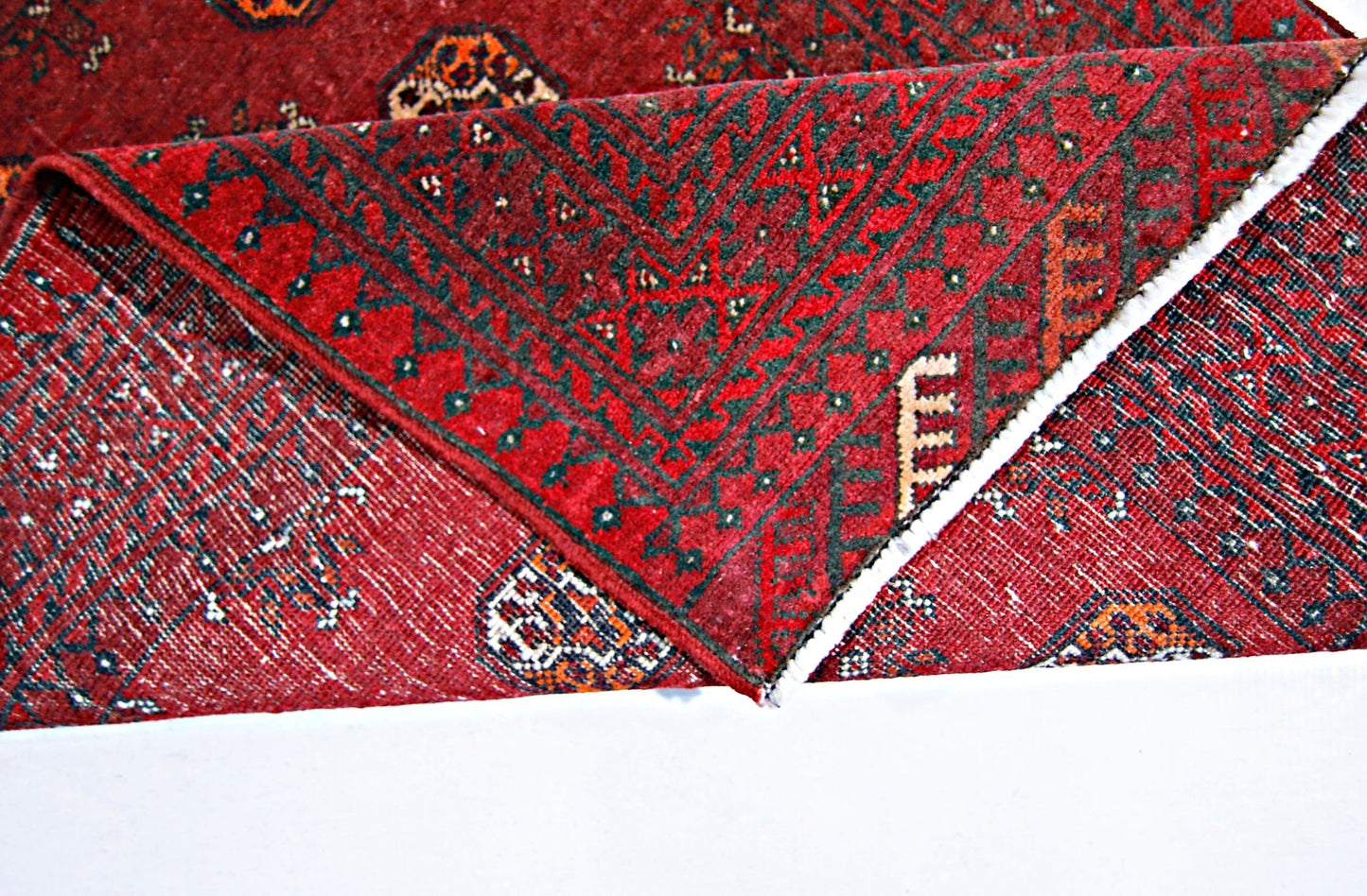 Handmade Vintage Afghan Turkmen Rug | 118 x 85 cm | 3'10" x 2'9" - Najaf Rugs & Textile
