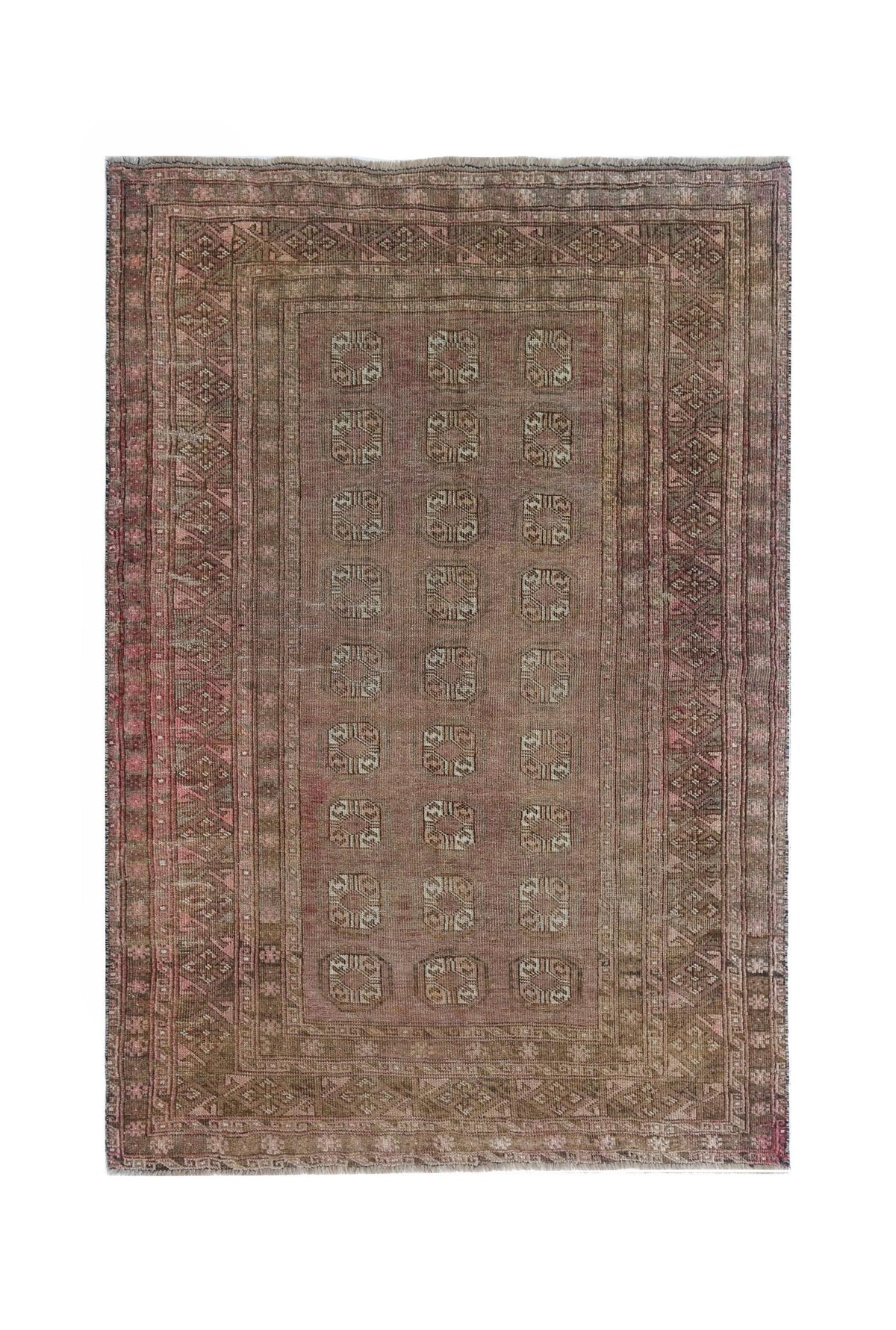 Handmade Vintage Afghan Turkmen Rug | 197 x 129 cm | 6'6" x 4'3" - Najaf Rugs & Textile