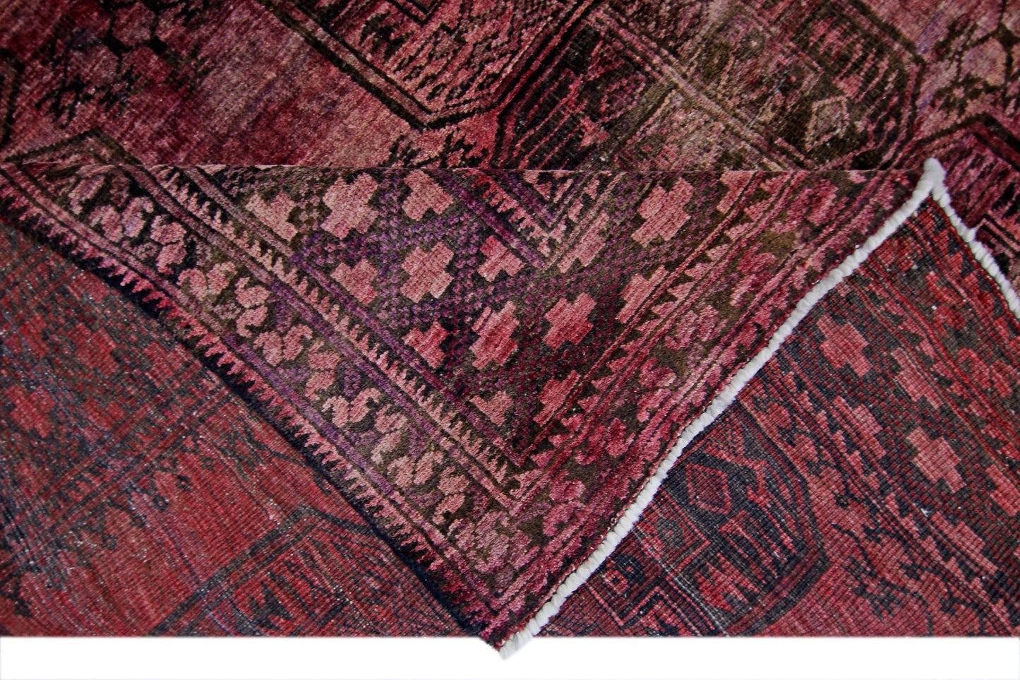 Handmade Vintage Afghan Turkmen Rug | 297 x 234 cm | 9'9" x 7'8" - Najaf Rugs & Textile