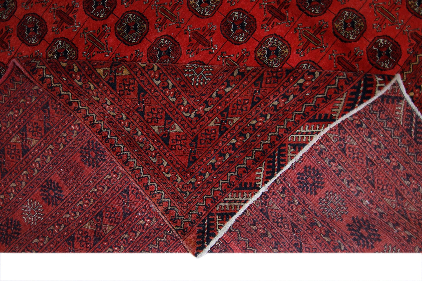 Handmade Vintage Afghan Turkmen Rug | 345 x 251 cm | 11'4" x 8'3" - Najaf Rugs & Textile