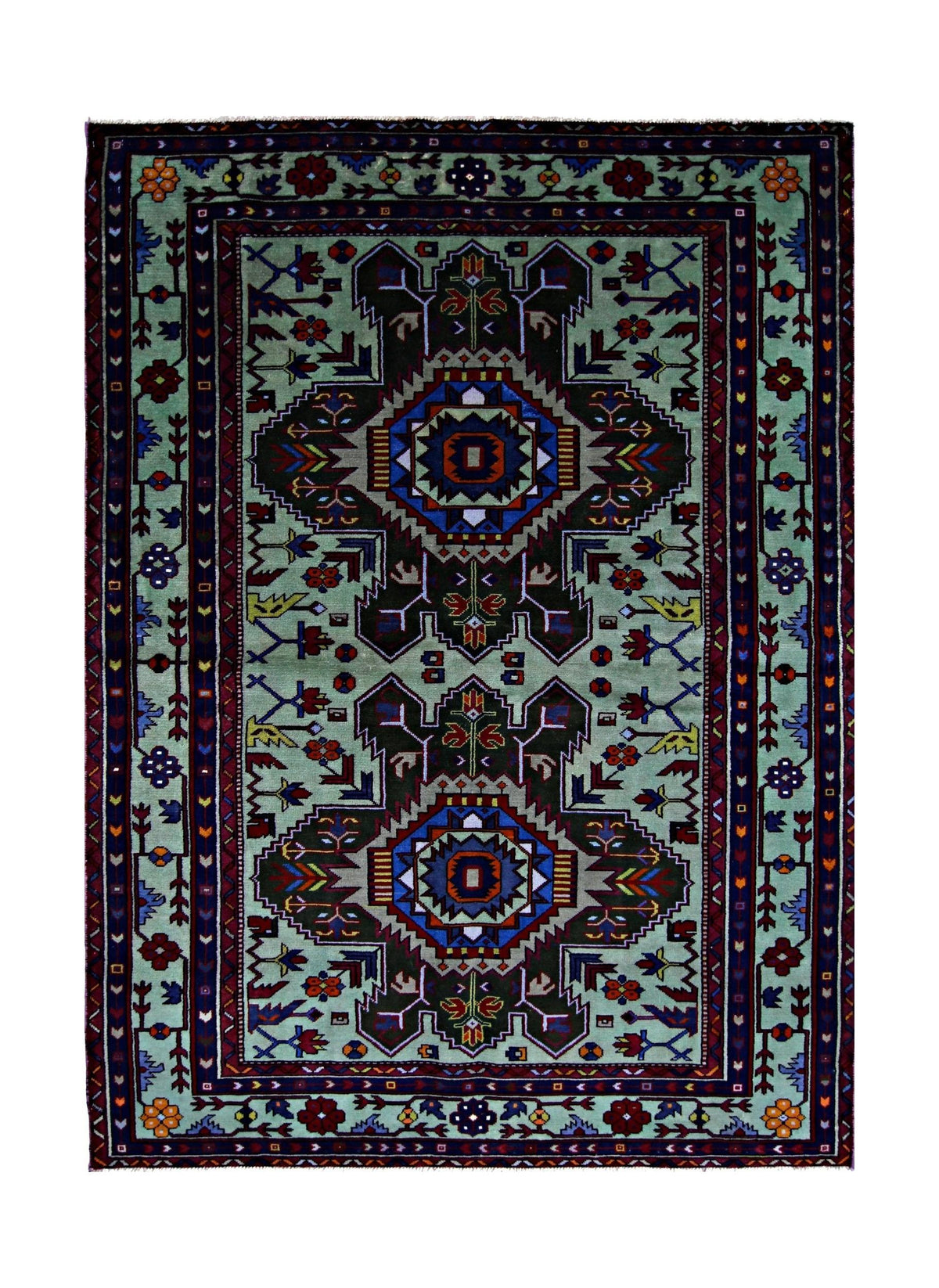 Handmade Vintage Caucasian Rug | 172 x 126 cm | 5'8" x 4'1" - Najaf Rugs & Textile