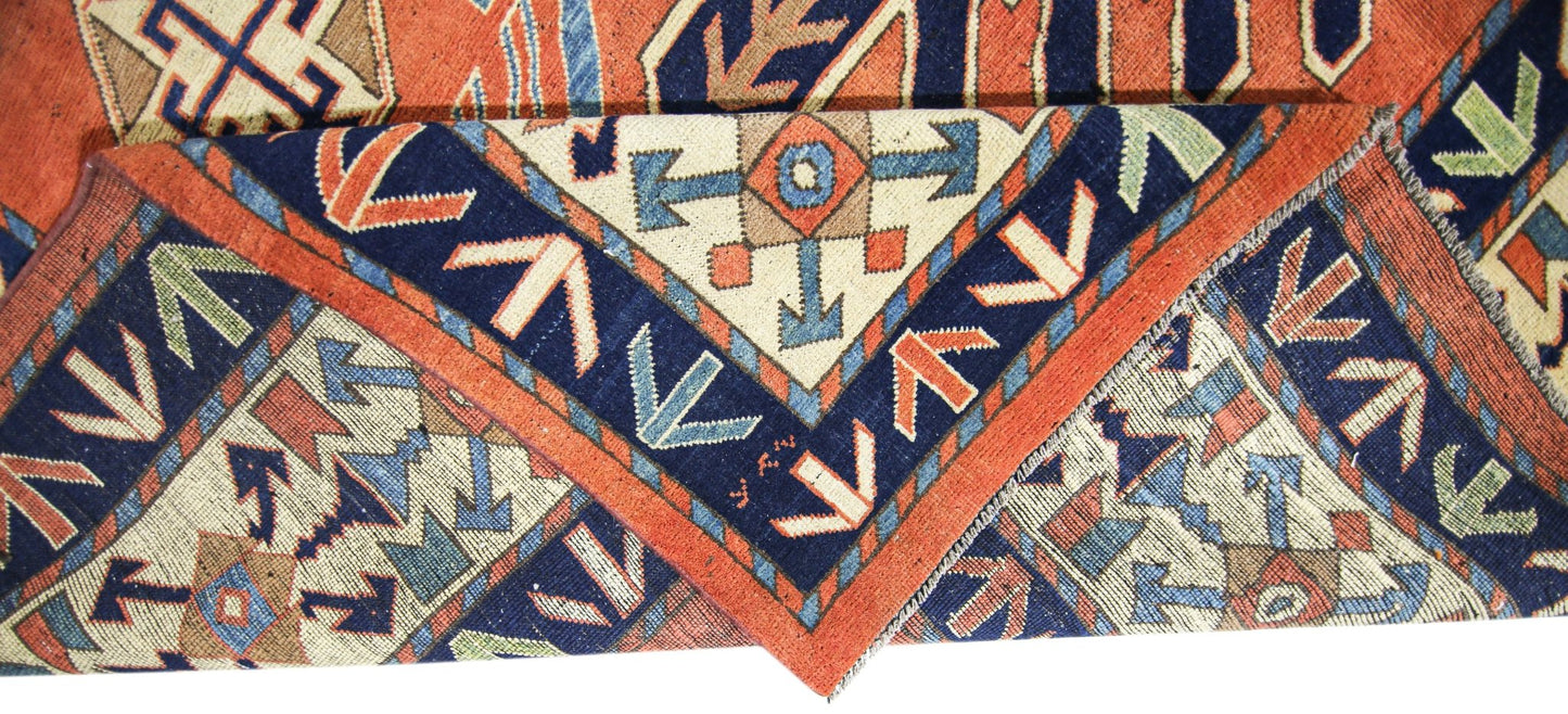 Handmade Vintage Caucasian Kazakh Rug | 333 x 277 cm | 10'11" x 9'1" - Najaf Rugs & Textile
