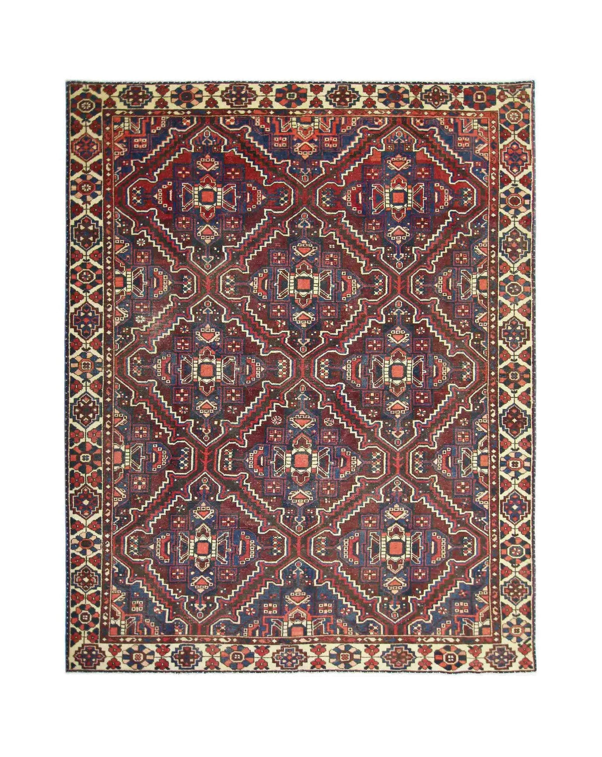 Handmade Vintage Persian Bakhtiar Rug | 290 x 213 cm | 9'6" x 7' - Najaf Rugs & Textile