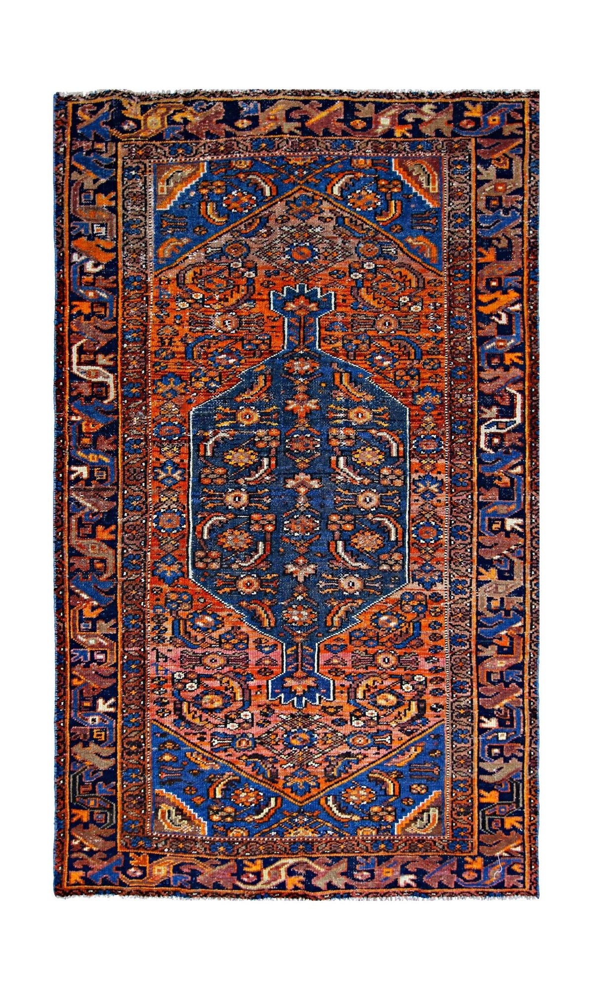 Handmade Vintage Persian Hamadan Rug | 195 x 119 cm | 6'5" x 3'11" - Najaf Rugs & Textile