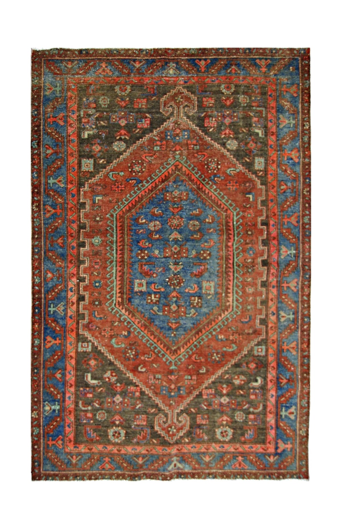 Handmade Vintage Persian Hamadan Rug | 196 x 134 cm | 6'5" x 4'5" - Najaf Rugs & Textile
