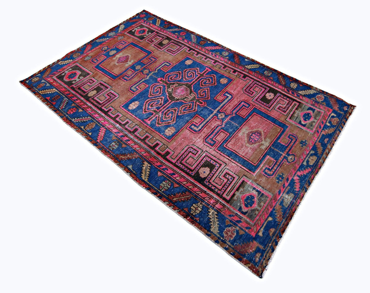 Handmade Vintage Persian Hamadan Rug | 210 x 127 cm | 6'11" x 4'2" - Najaf Rugs & Textile