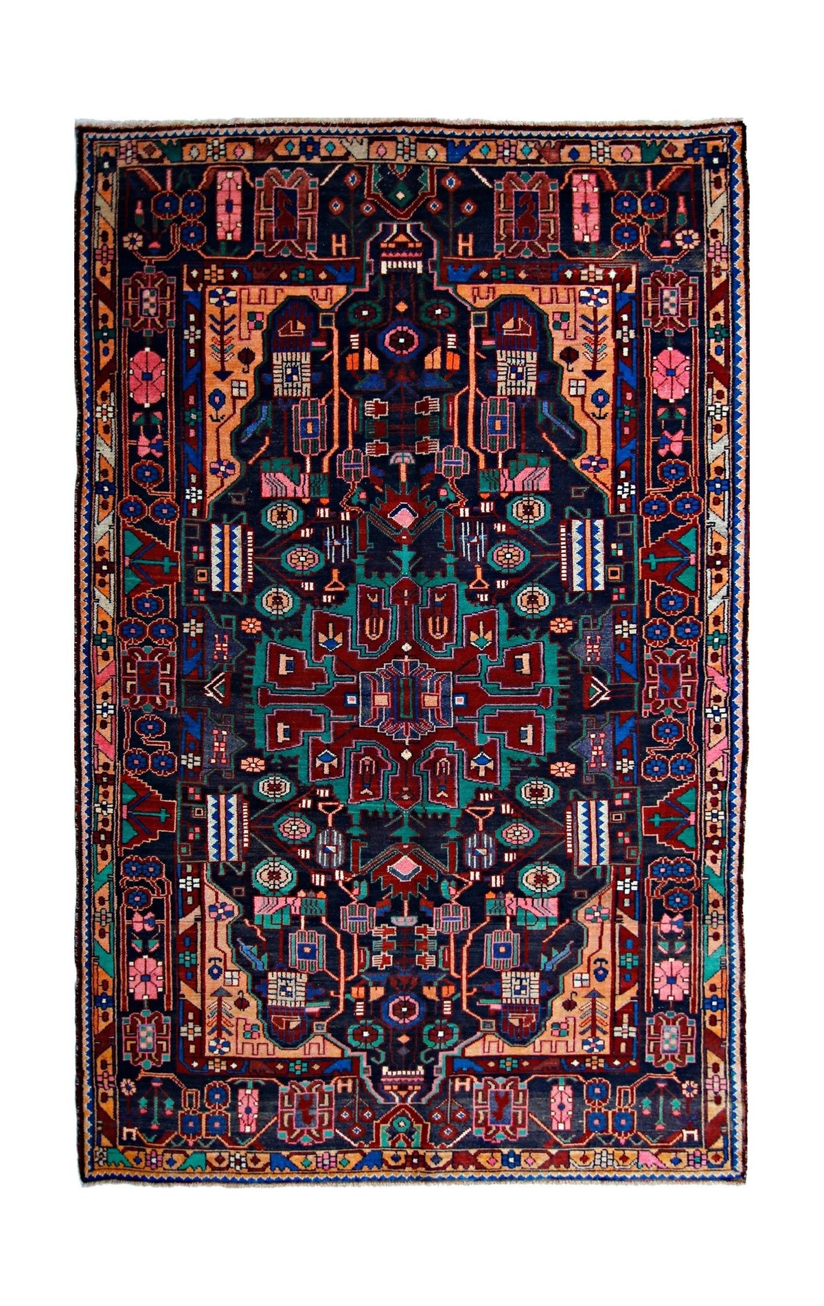 Handmade Vintage Persian Nahavand Rug | 283 x 159 cm | 9'3" x 5'3" - Najaf Rugs & Textile